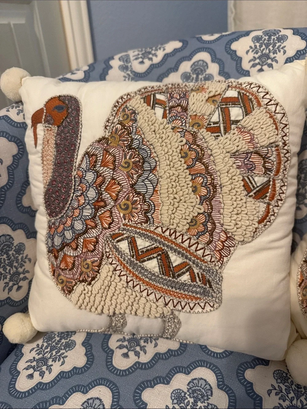 Qty 2 Adorable Turkey Throw Pillows